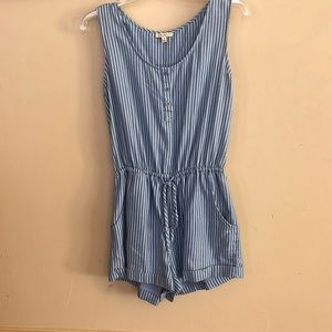 Women’s blue and white striped romper- size medium- Kori brand